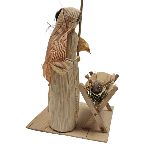 Czech Folk Art Handmade Corn Husk Doll Nativity Jesus Manger Mary Joseph Sheep - Picture 7 of 8
